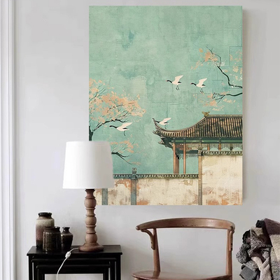 新中式宋徽宗瑞鹤书房茶室客厅装饰画宋代美学法式中古风大幅挂画