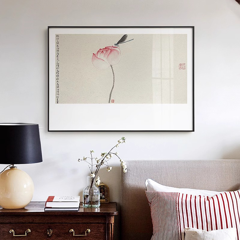 新中式植物花卉客厅装饰画沙发