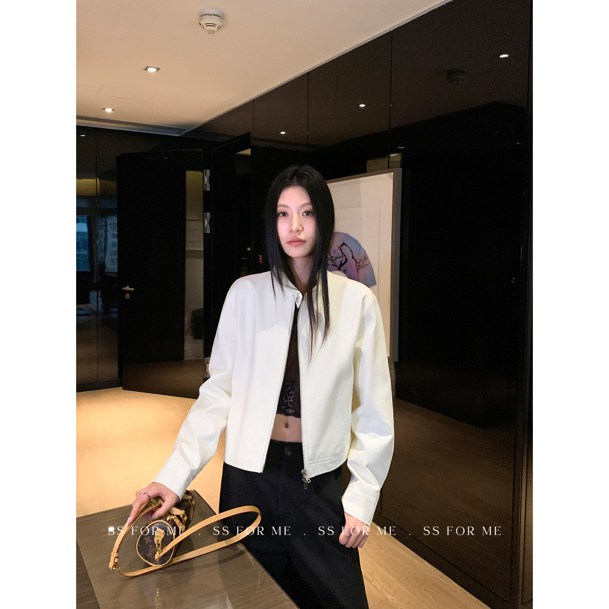 立领双拉链短外套设计感机车夹克