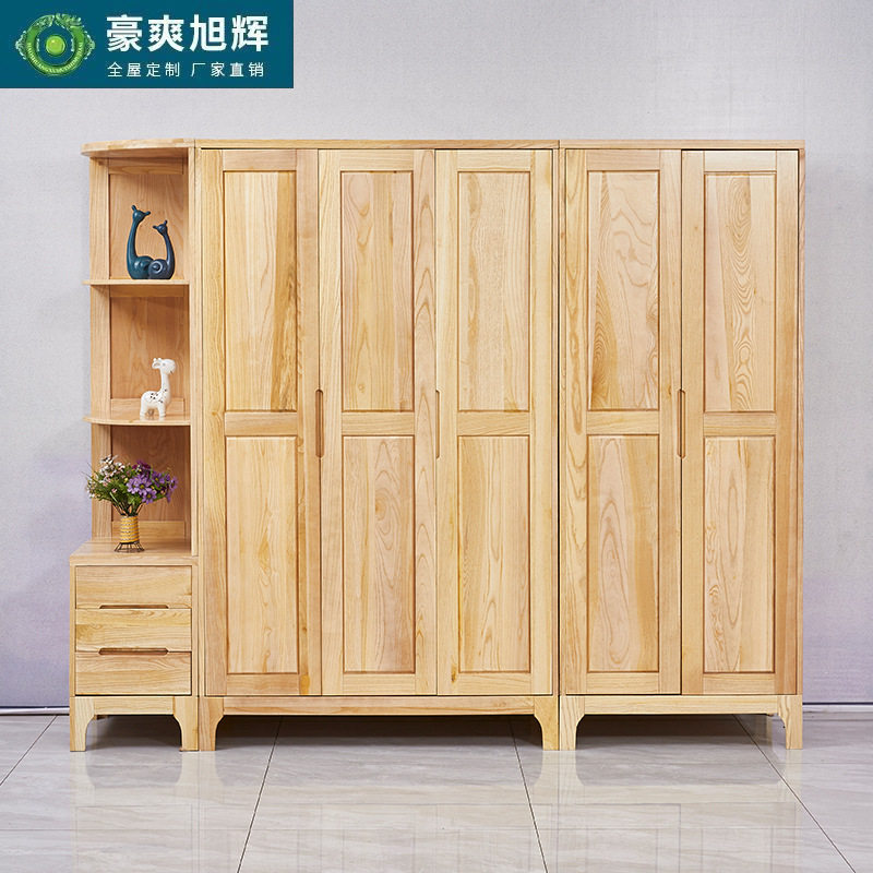 现代简约白蜡木实木衣柜卧室家用二门三门四门衣柜厂家直销
