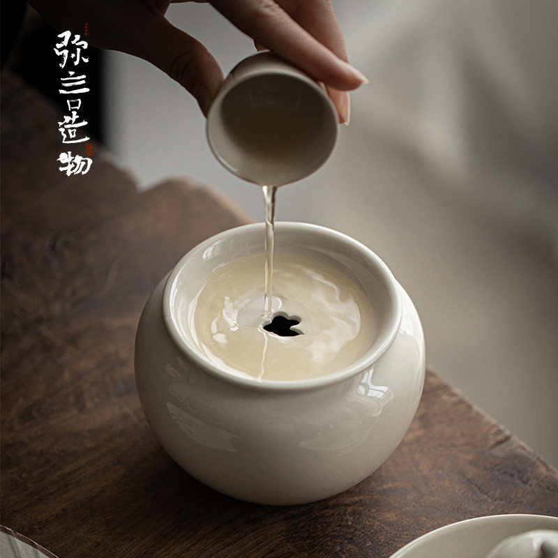 弥言草木灰陶瓷建水手工茶洗大号杯洗干泡水盂茶渣斗茶道配件家用