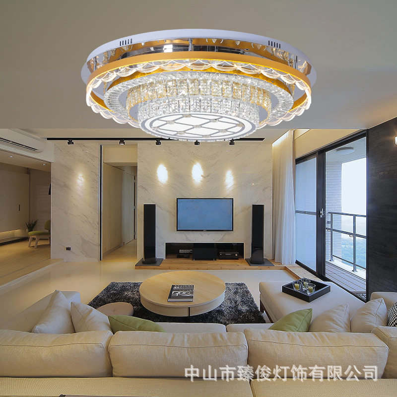 吸顶灯80cm大圆形现代简约客厅卧室房间高档吸顶灯卧室水晶款餐厅