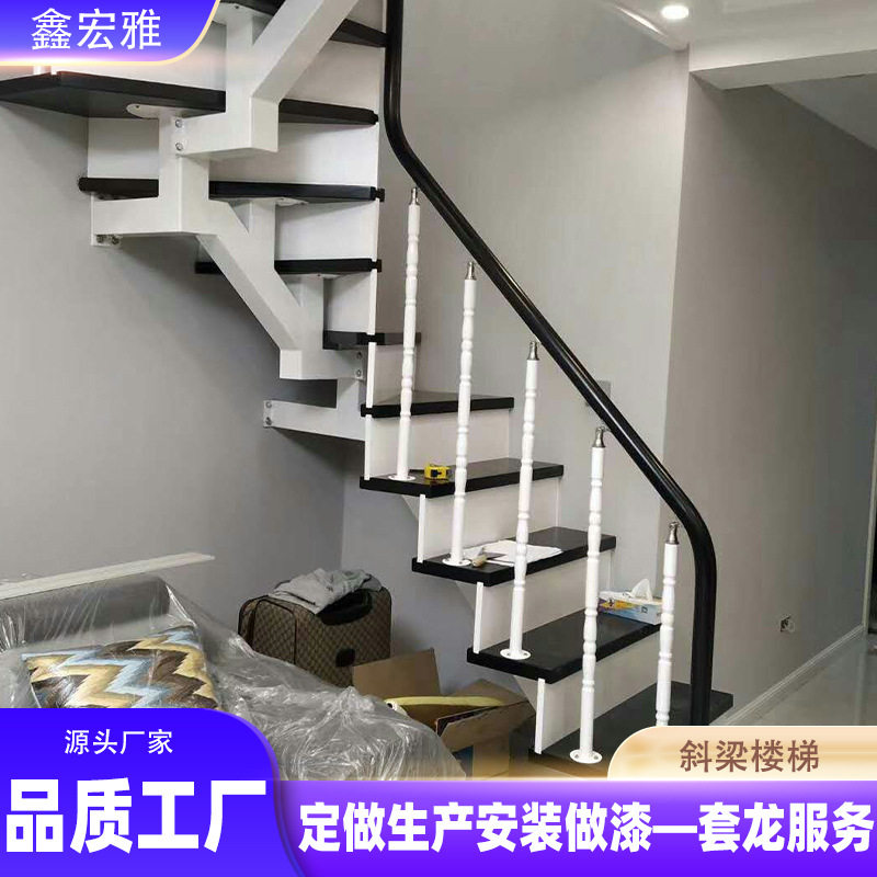 室内跃层别墅扶梯现代简约公寓旋转楼梯厂家供应家用直梁户外楼梯