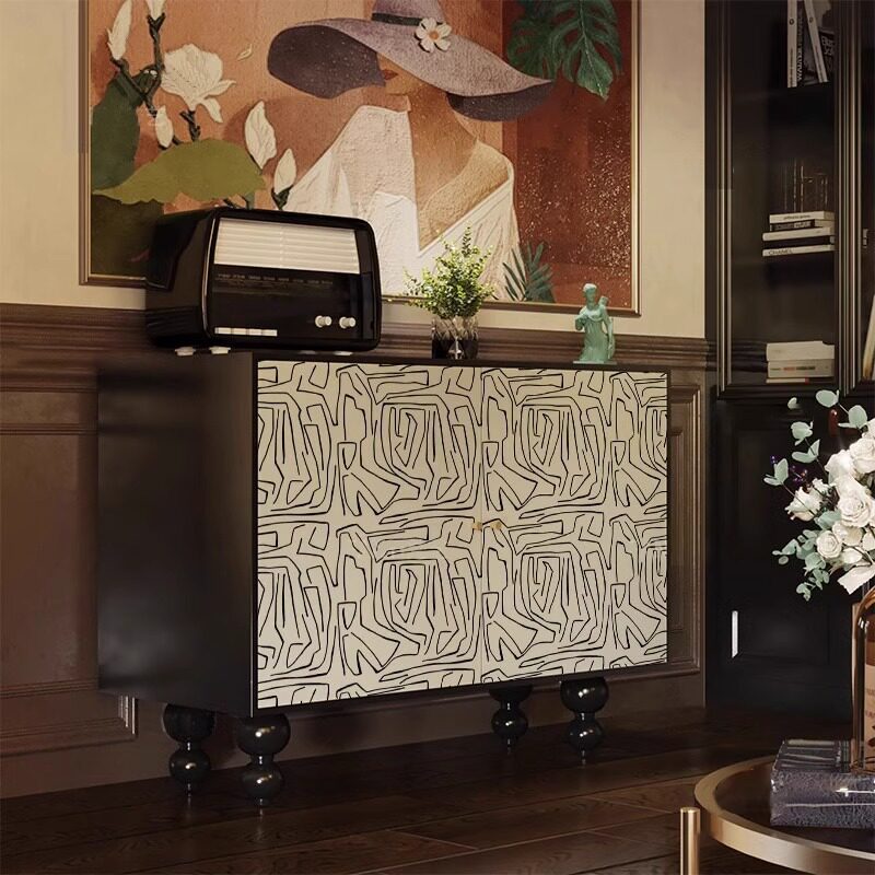 美意法式复古轻奢鞋柜储物柜餐边柜酒店民宿实木可收纳置物玄关柜