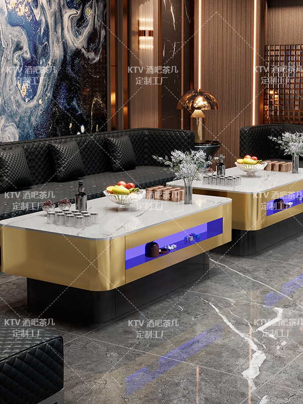 新款KTV不锈钢发光茶几酒吧台会所包厢专用桌子轻奢简约可定工厂