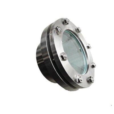 304不锈钢带劲视镜法兰带焊接管道观察孔玻璃视窗可视孔镜DN100