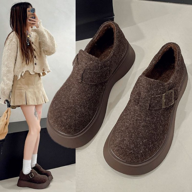 复古风厚底勃肯鞋女一脚蹬松糕底