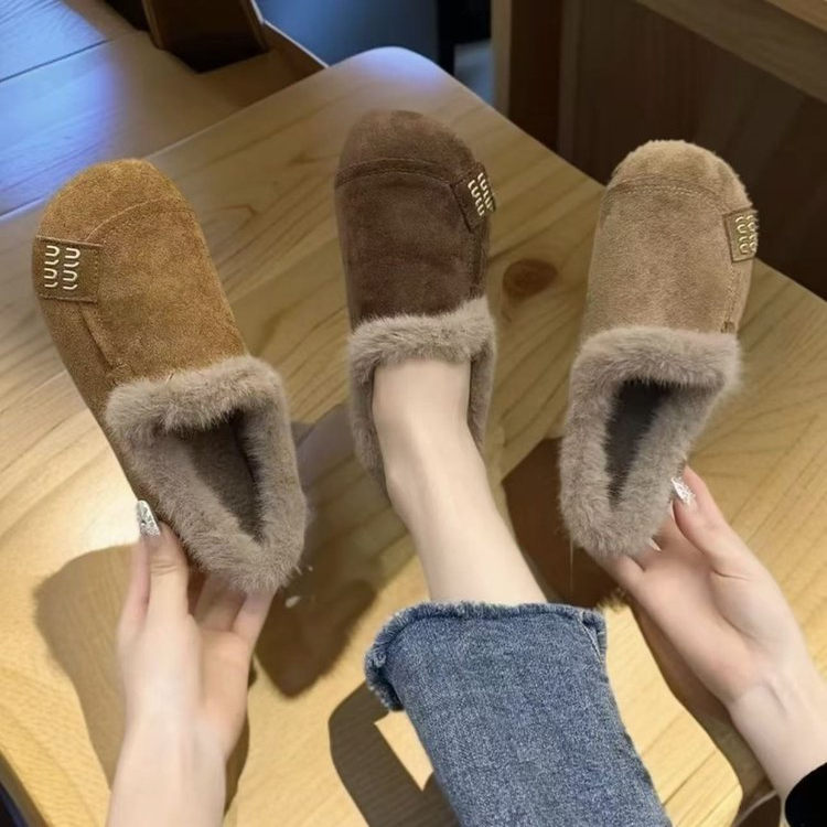 2025新款复古圆头浅口乐福鞋保暖