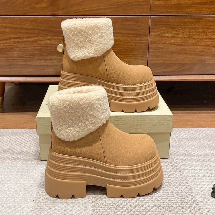 雪地靴女2025冬季新款小个子厚底