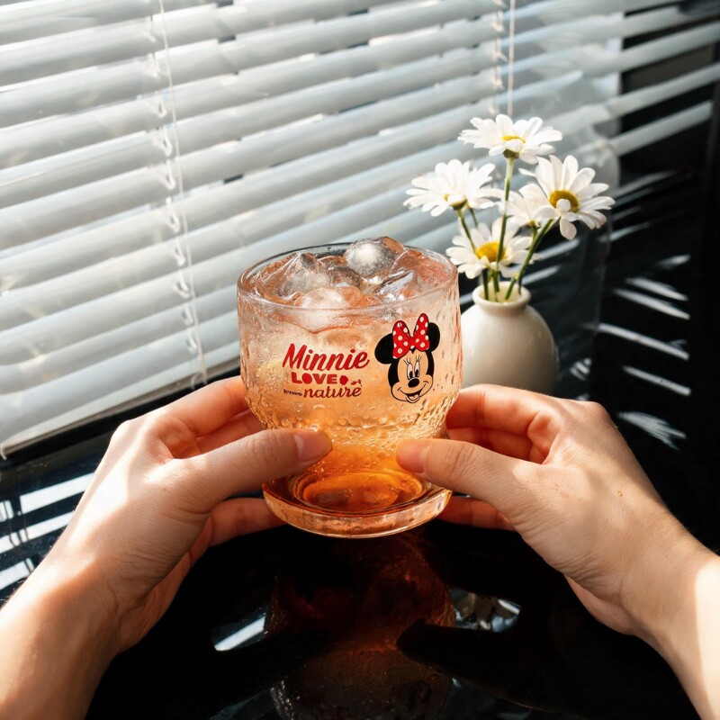 迪士尼复古玻璃杯高颜值酒杯设计感饮料果汁情侣水杯冰淇淋杯
