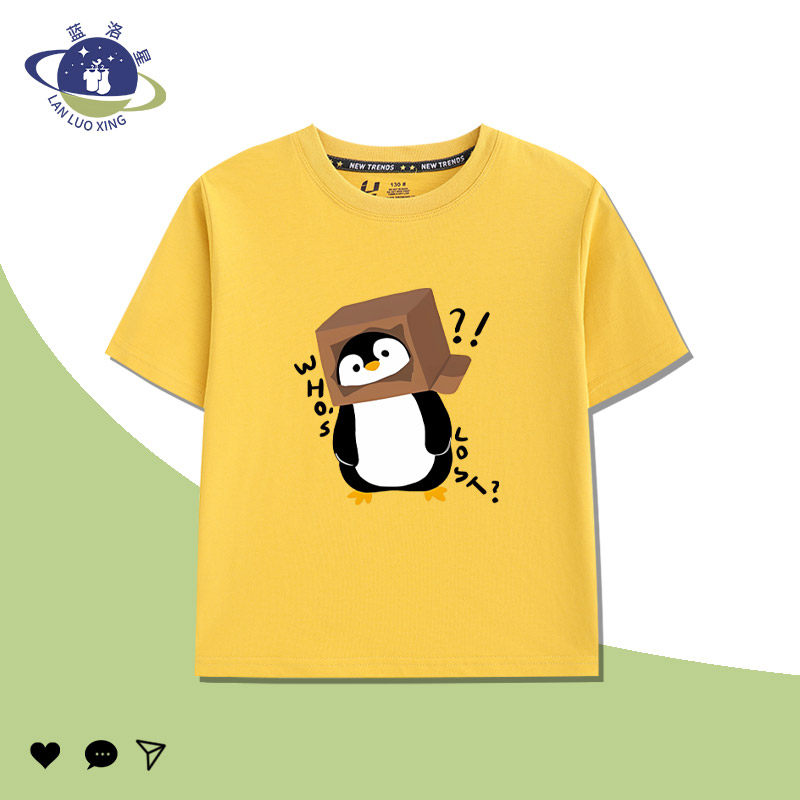 可爱企鹅印花女童短袖T恤夏季新款洋气百搭儿童女孩休闲半袖上衣t