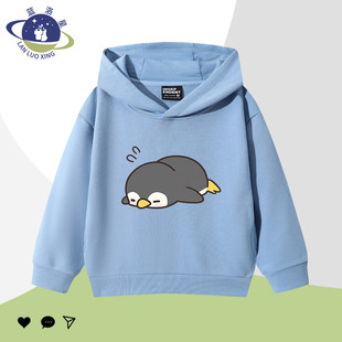 卡通小企鹅印花亲子装一家三四口2025新款母子女秋冬卫衣外套上衣