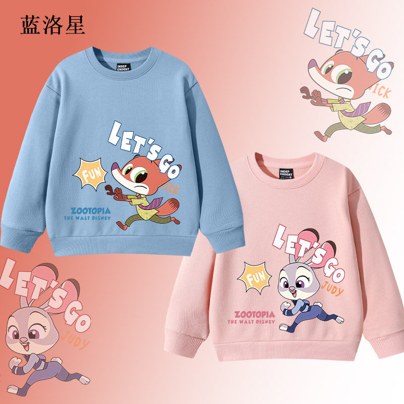 狐狸尼克兔子朱迪女童卫衣春可爱姐弟装童装洋气薄款连帽儿童外套