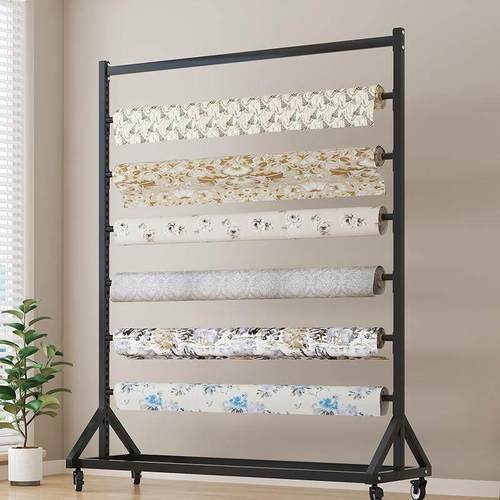 纺织面料布料展示移动样布架家纺桌布塑料薄膜展架展会挂布卷货架