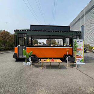 多功能覆古叮叮车四轮餐车商用饭厅移动美食街风景区街车奶茶咖啡