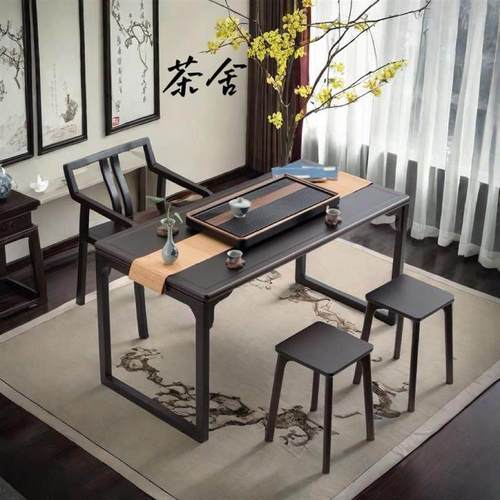 新中式阳台茶桌椅结实非实木泡茶桌小户型茶桌烧水壶一体喝茶桌子