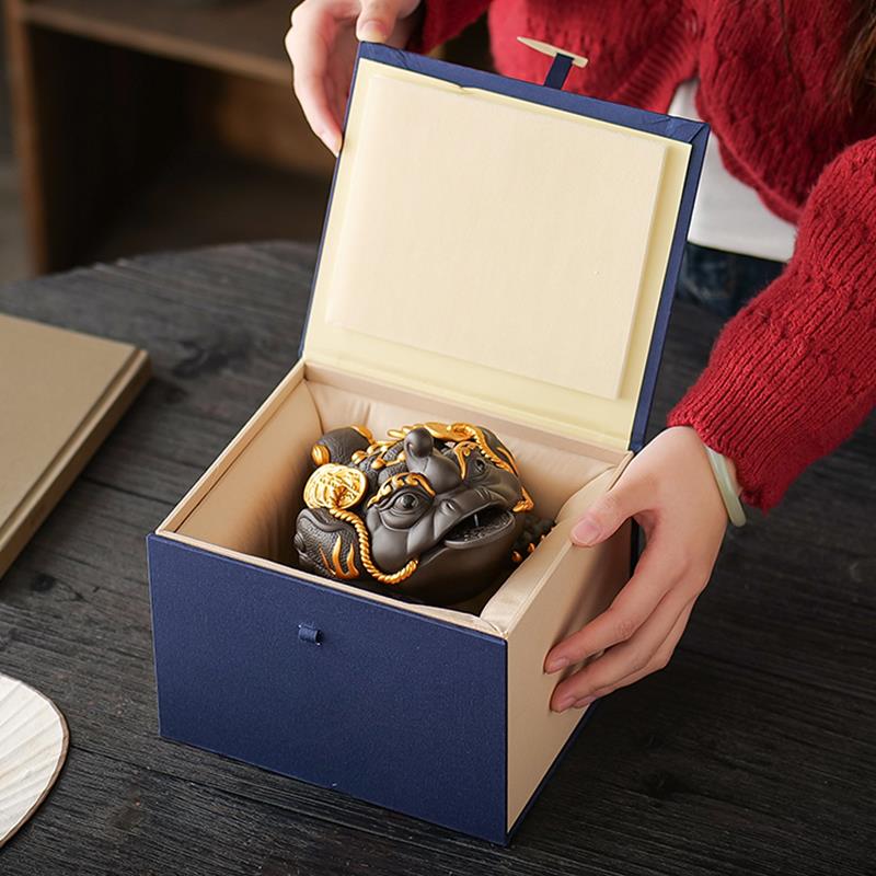 宜兴紫砂茶宠招财金蟾精品可养三足蟾蜍茶盘摆件茶具茶玩高档送礼