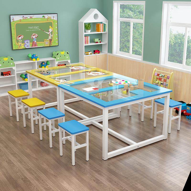 幼儿园儿童玻璃艺术桌绘画桌小学学生工作室辅导培训班手工辅导桌,商业/办公家具,课桌椅/学生桌椅,淘宝优惠券,粉丝福利购,淘宝优惠卷