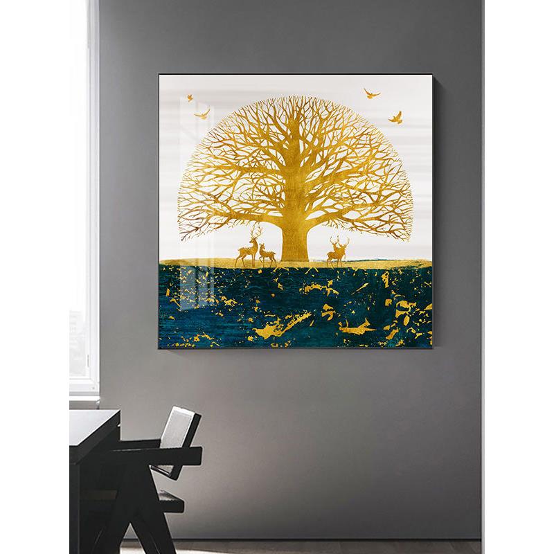 丽维家新中式玄关装饰画风景山水墙画壁画客厅方形餐厅办公室挂画