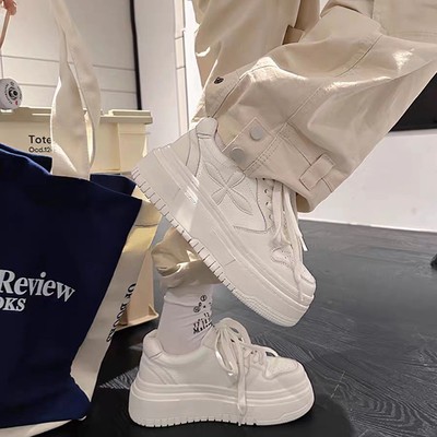 法步街增高厚底板鞋女真皮小白鞋