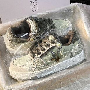 国潮西湖龙井星星鞋联名男鞋2026春季新款设计感厚底时尚潮流板鞋