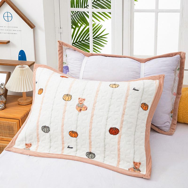 加厚牛奶绒枕巾一对装高颜值加大绑带式防滑枕头巾单人成人可爱