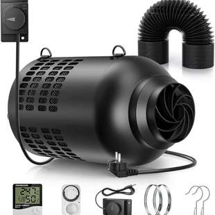 智能定时调速AC100 除味换气扇 240V管道风机活性炭过滤器一体式