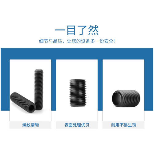 12.9级平端紧定螺丝DIN913顶丝机米螺钉无头螺丝M18M20M22M24M30