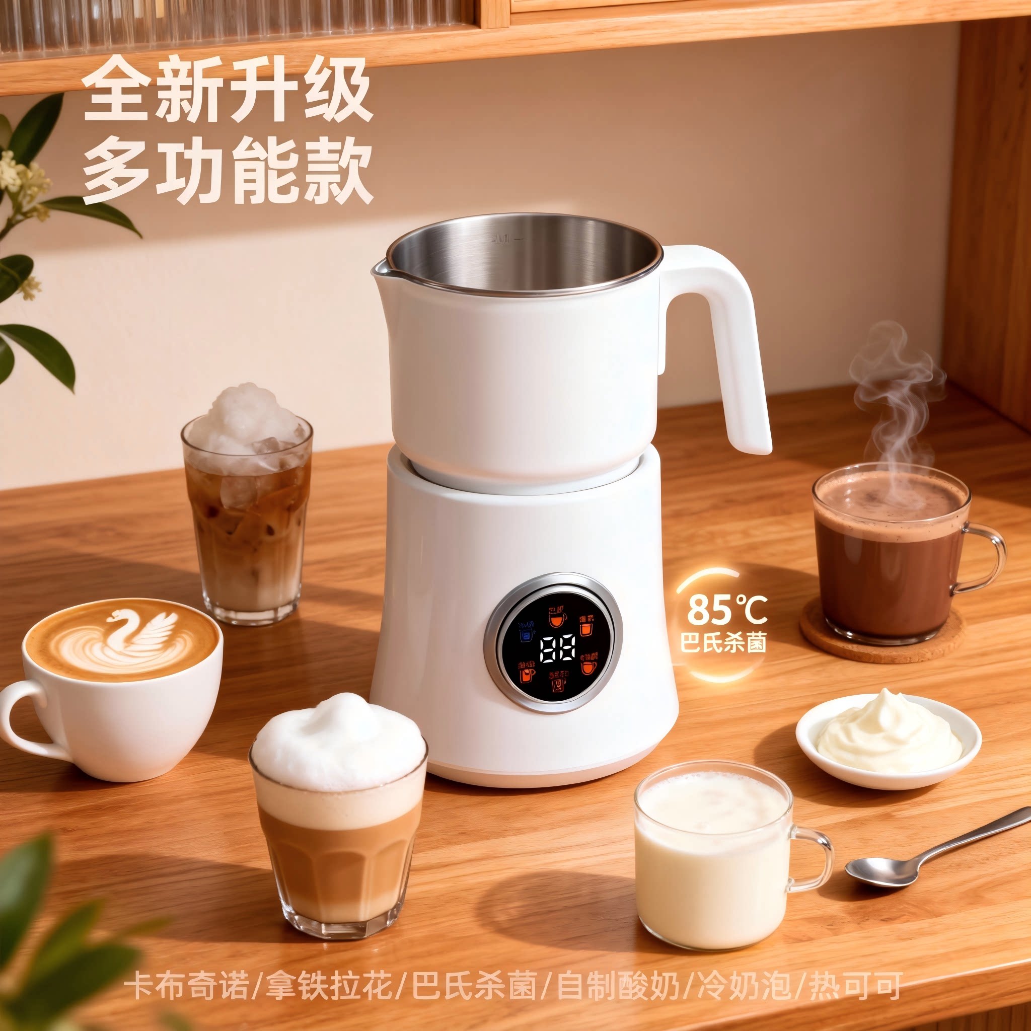 900ML电动新款奶泡机 MF06咖啡拉花牛奶发泡塑胶不锈钢奶泡机