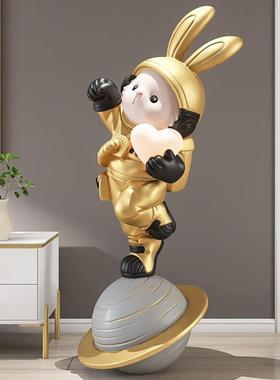 斯堪的纳维亚简单的大空间兔子落地式装饰品创意客厅电视柜旁边的