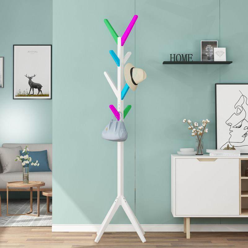 儿童实木衣帽架落地卧室挂衣架创意简易客厅挂包架子家用彩色衣架,收纳整理,衣帽架,淘宝优惠券,粉丝福利购,淘宝优惠卷