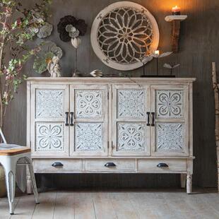 法式做旧覆古中古门口鞋柜波西米亚入户柜子餐柜乡村储物玄关柜