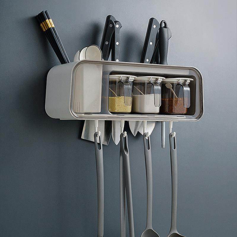 壁挂式调料盒刀架筷子笼一体家用组合装厨房收纳盒味精盐罐调味罐,厨房/烹饪用具,调味瓶罐/调料研磨器,淘宝优惠券,粉丝福利购,淘宝优惠卷