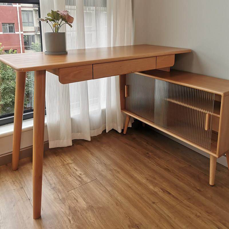 北欧榉木纯全实木带柜子办公桌学生转角伸缩书桌长方形双人电脑桌,住宅家具,书桌,淘宝优惠券,粉丝福利购,淘宝优惠卷