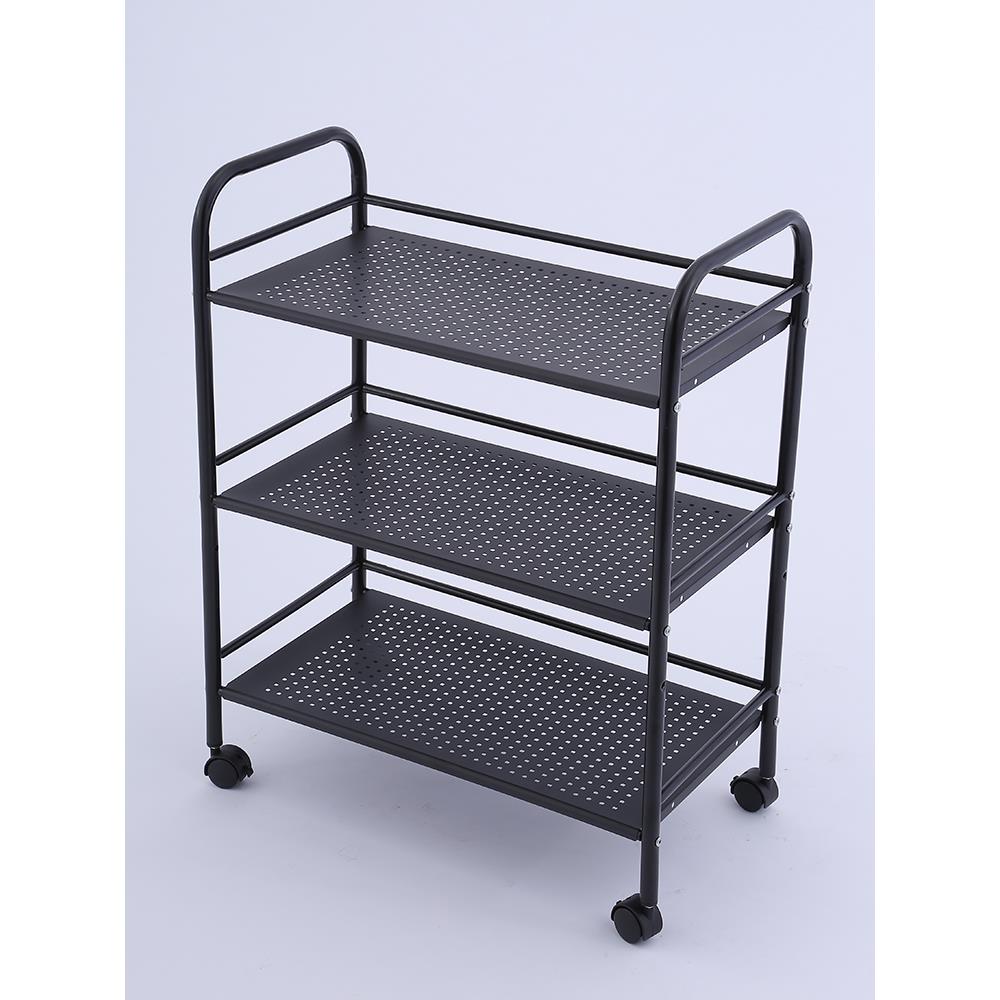 火锅店菜架厨房置物架不锈钢收纳架落地烤漆网格三层放菜架子带轮