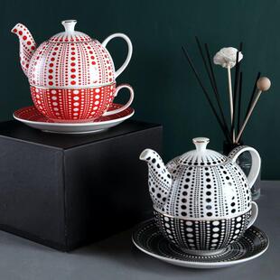 英式彩色渐变艺术圆点子母壶陶瓷茶壶杯碟一人食下午茶咖啡花茶壶