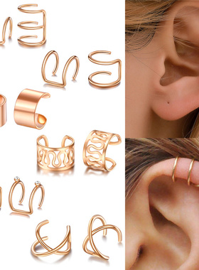 极速12pcs/eset 2020 Fashion Gold Color Ear Cuffs Leaf Clip E
