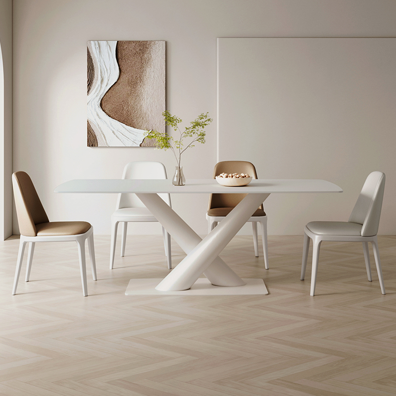 极速岩板餐桌现代简约北欧奶油风家用小户型M轻奢网红长方形餐桌