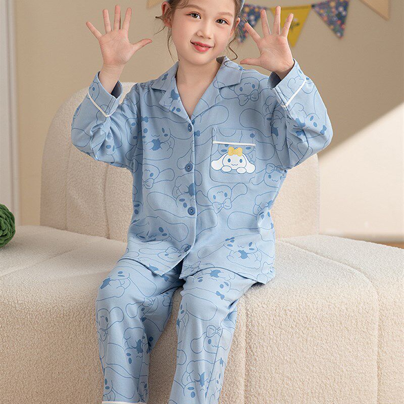 极速儿童睡衣女孩纯棉春秋季新款长袖F套装中大童公主风女童亲子