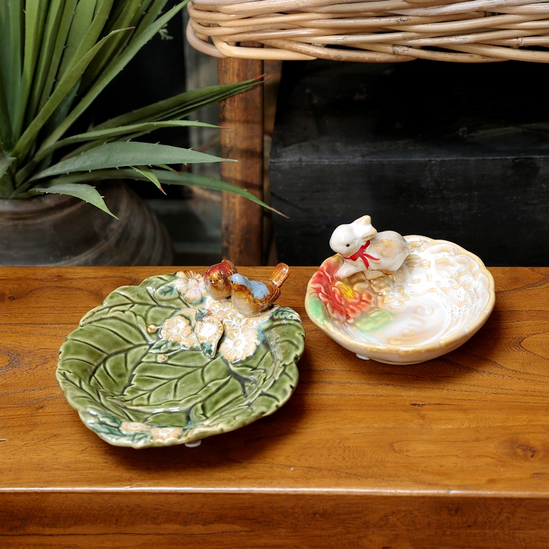极速美式乡村风格陶瓷收纳钥匙首C饰盘小鸟小动物桌面玄关茶几装
