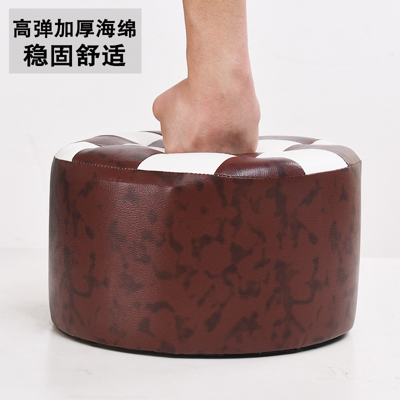 极速实木小凳子创意圆凳现代w客厅沙发凳时尚家用板凳加厚皮敦子