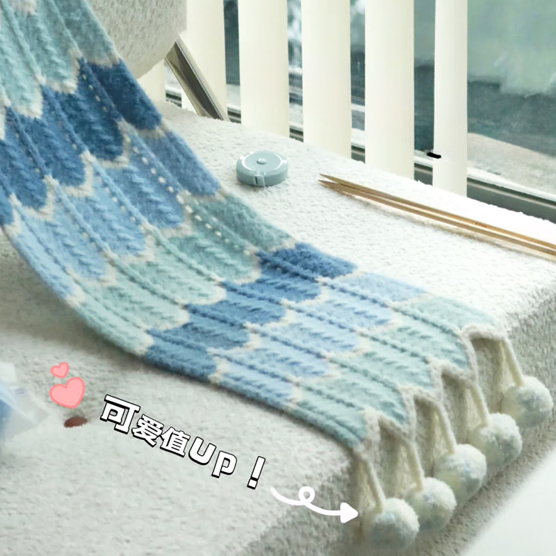 极速泡芙围巾手工diy编织材料包送女生J礼物手织细线打发时间手作