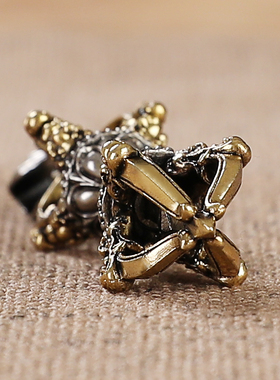 极速黄铜五股金刚杵降q魔杵吊坠项链男女随身法器藏泰银双色挂件