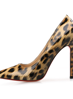 极速Autumn Sexy Leopard Women Shoes HighK Heels 6-10CM Elega