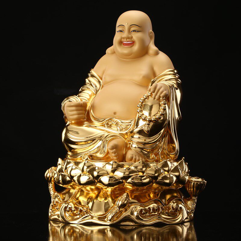 新品大肚弥勒佛像j供奉家用弥勒佛招财摆件纯铜贴金笑佛笑口常开