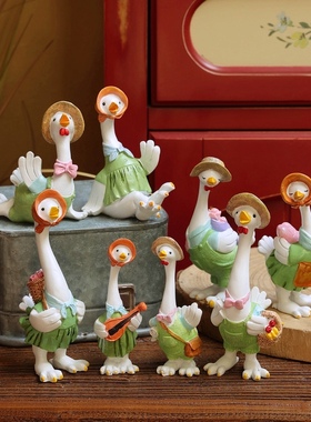 极速客厅家居桌面装饰礼品u小摆件卡通彩绘鸡鸭鹅一家四口创意装