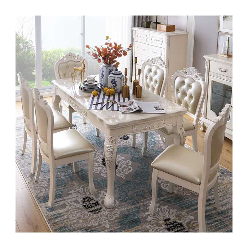 极速翰策欧式轻奢大理石餐桌椅组合现代简约O北欧实木餐桌椅家用