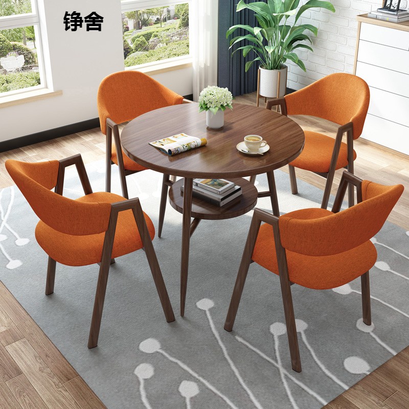 极速洽谈判桌椅组合一桌s四椅仿实木办公室商务会客休闲接待小圆