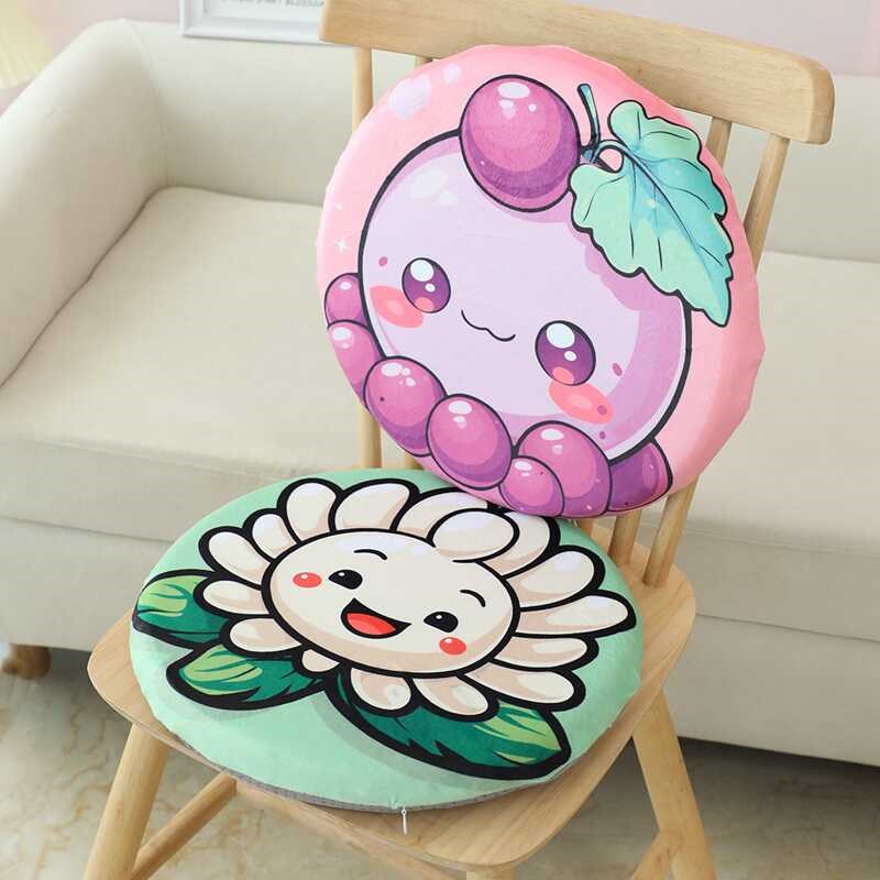 极速水果蓝莓苹果柠檬菊花圆形记忆棉坐垫座椅P办公室久坐椅子屁