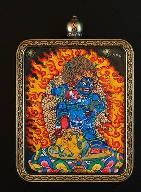 极速西藏青海f热贡纯手绘扎基拉姆黄黑财神绿度母药师大黑天佛牌